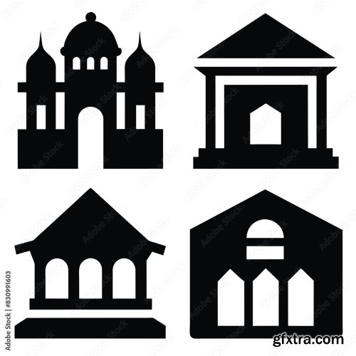 Set Of Atrium Hall Vector Icon 25xAI