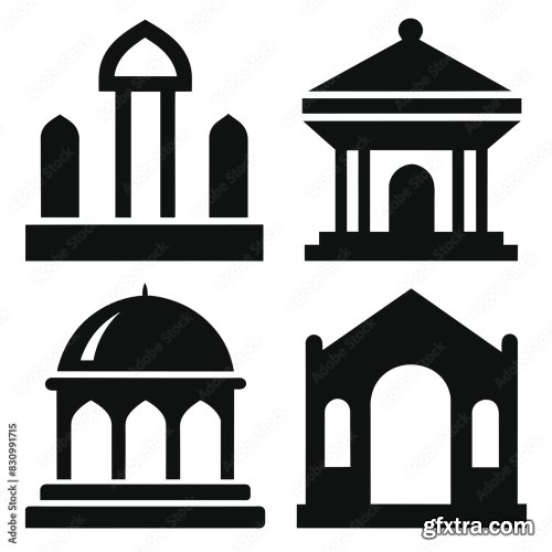 Set Of Atrium Hall Vector Icon 25xAI