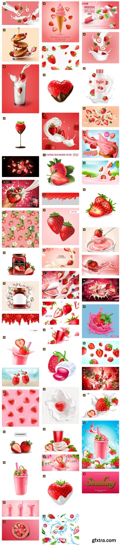 Premium Vector Collections - Fresh Strawberries - 100xEPS