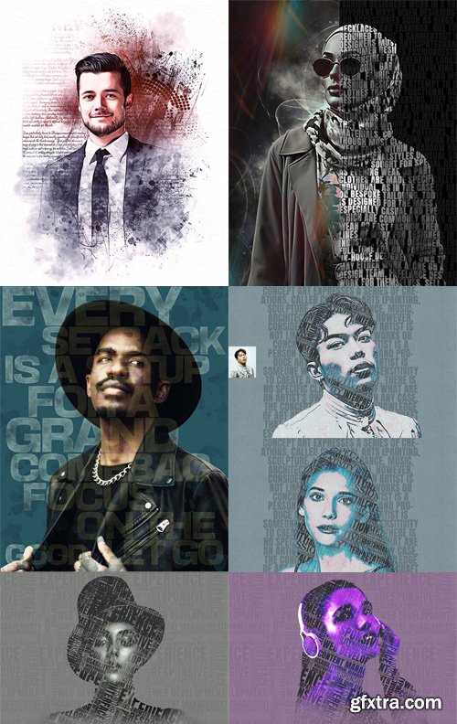 Typography Portrait Text Overlays - Photo Effects for Photoshop