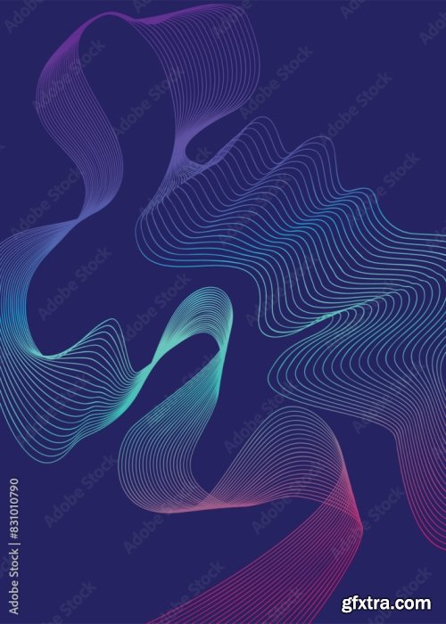Vertical Vibrant Gradient Wave Line Background 5xAI
