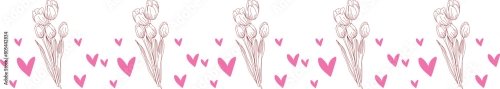 Pink Flower Line Border 10xSVG