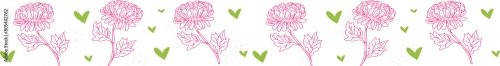 Pink Flower Line Border 10xSVG