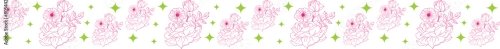 Pink Flower Line Border 10xSVG