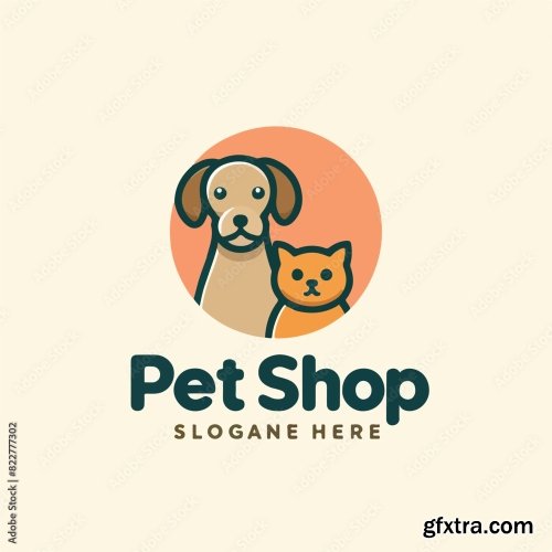 Dog And Cat Logo With Pet Shop Text 25xAI