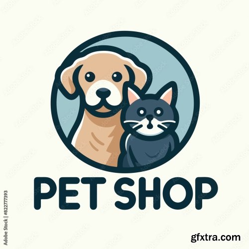 Dog And Cat Logo With Pet Shop Text 25xAI