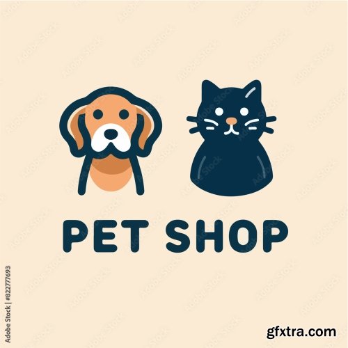 Dog And Cat Logo With Pet Shop Text 25xAI