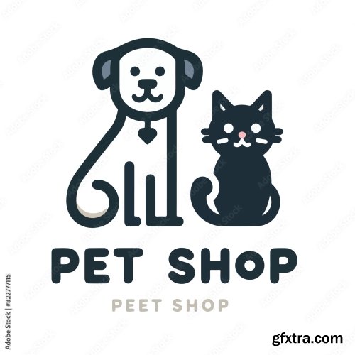 Dog And Cat Logo With Pet Shop Text 25xAI