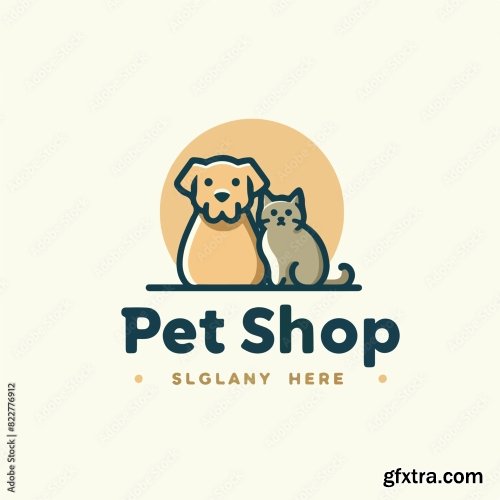 Dog And Cat Logo With Pet Shop Text 25xAI