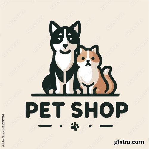 Dog And Cat Logo With Pet Shop Text 25xAI