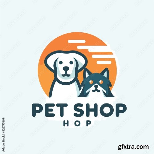 Dog And Cat Logo With Pet Shop Text 25xAI