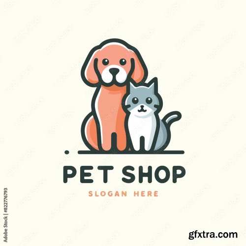 Dog And Cat Logo With Pet Shop Text 25xAI