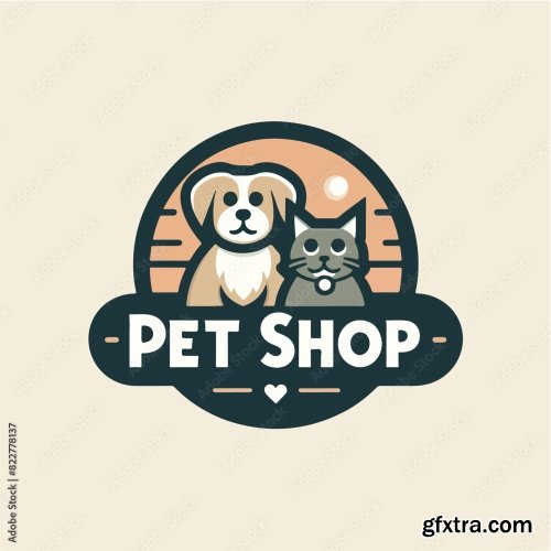 Dog And Cat Logo With Pet Shop Text 25xAI