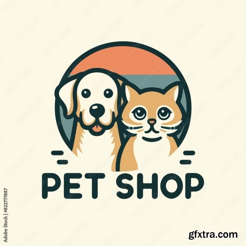 Dog And Cat Logo With Pet Shop Text 25xAI