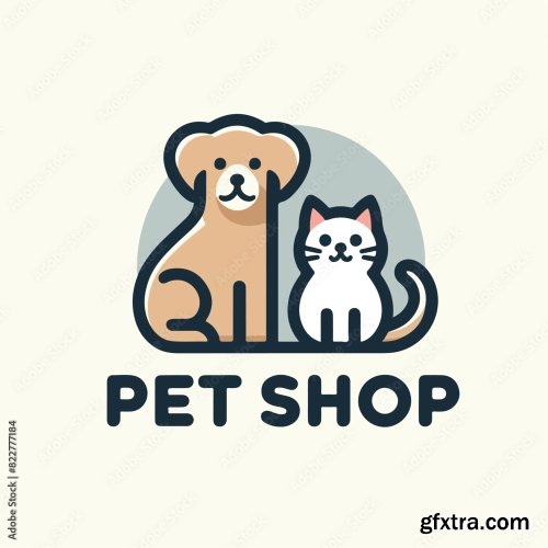 Dog And Cat Logo With Pet Shop Text 25xAI