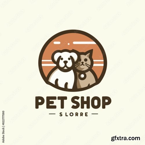 Dog And Cat Logo With Pet Shop Text 25xAI