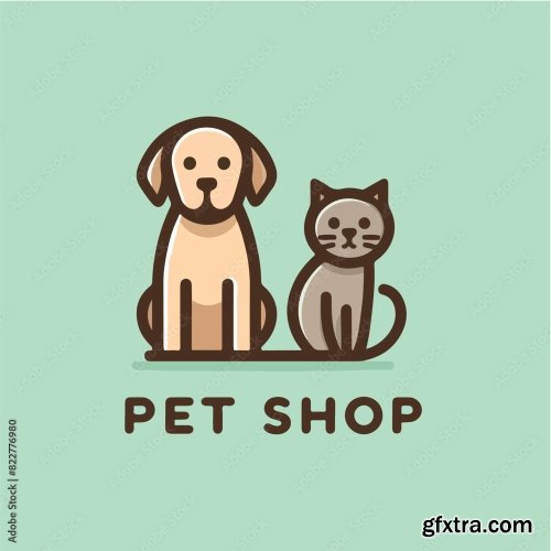 Dog And Cat Logo With Pet Shop Text 25xAI