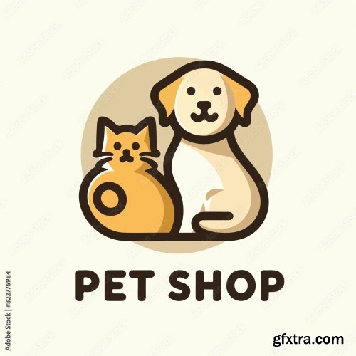 Dog And Cat Logo With Pet Shop Text 25xAI