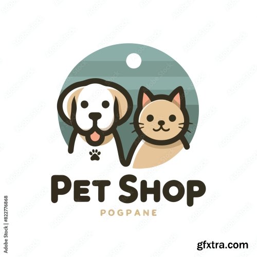 Dog And Cat Logo With Pet Shop Text 25xAI