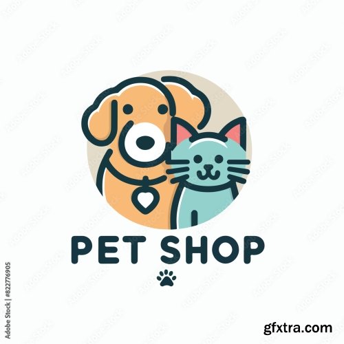 Dog And Cat Logo With Pet Shop Text 25xAI