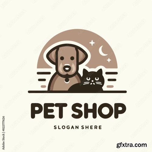 Dog And Cat Logo With Pet Shop Text 25xAI