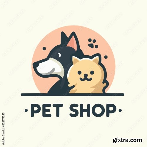 Dog And Cat Logo With Pet Shop Text 25xAI