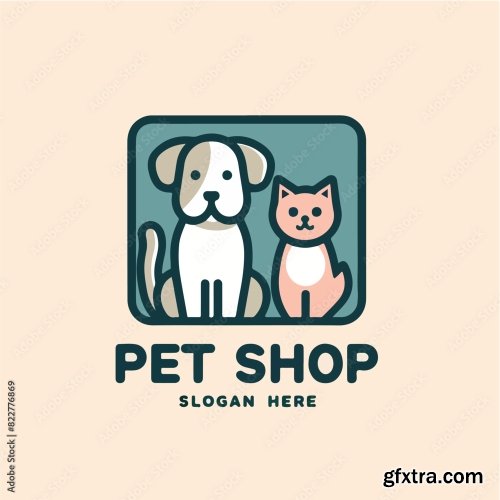 Dog And Cat Logo With Pet Shop Text 25xAI