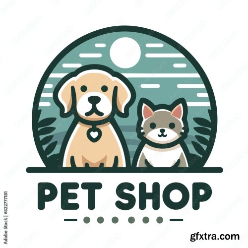 Dog And Cat Logo With Pet Shop Text 25xAI