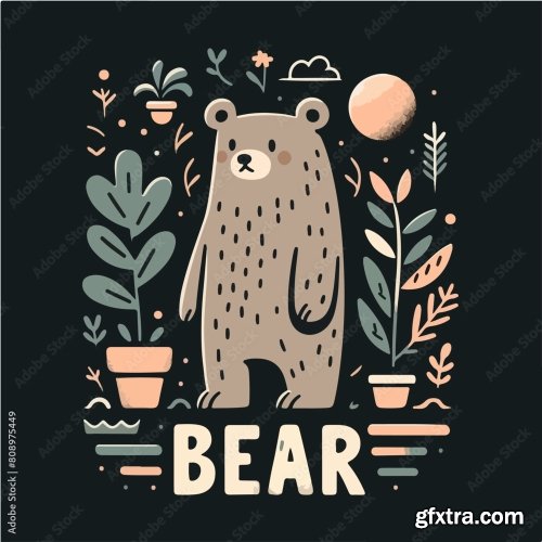 Bear With Tshirt Design Concept 25xAI