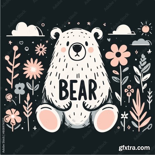 Bear With Tshirt Design Concept 25xAI