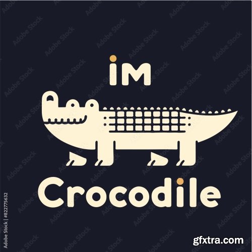 Crocodile With A Simple T-Shirt Design 25xAI