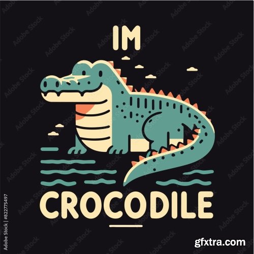 Crocodile With A Simple T-Shirt Design 25xAI