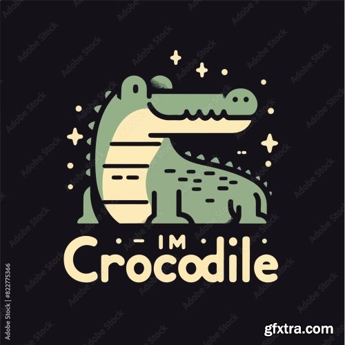 Crocodile With A Simple T-Shirt Design 25xAI