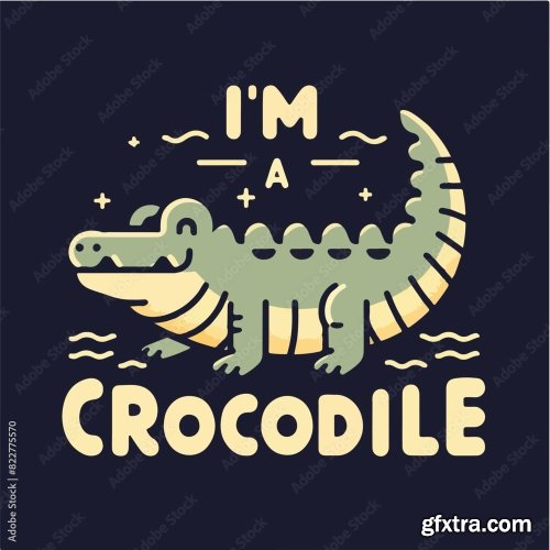 Crocodile With A Simple T-Shirt Design 25xAI