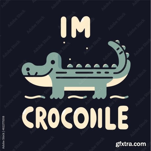 Crocodile With A Simple T-Shirt Design 25xAI