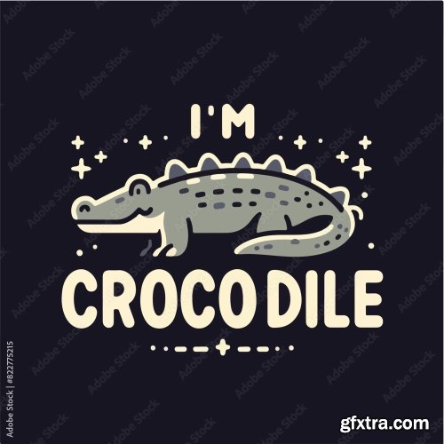 Crocodile With A Simple T-Shirt Design 25xAI