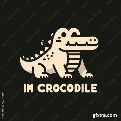 Crocodile With A Simple T-Shirt Design 25xAI