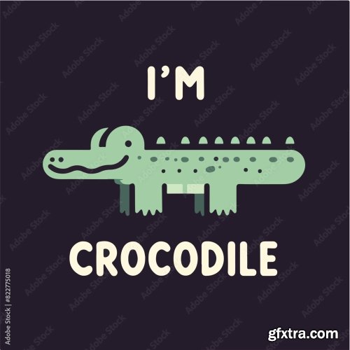 Crocodile With A Simple T-Shirt Design 25xAI