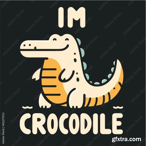 Crocodile With A Simple T-Shirt Design 25xAI