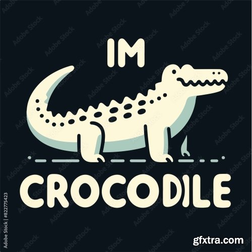 Crocodile With A Simple T-Shirt Design 25xAI