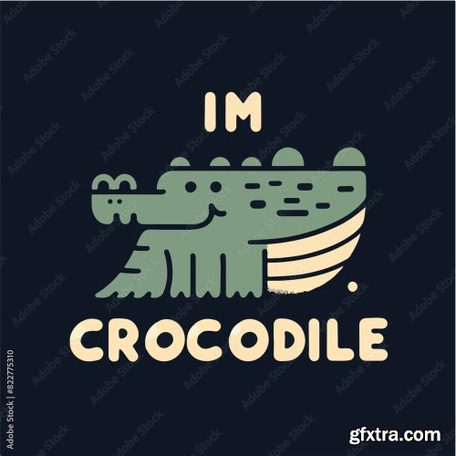 Crocodile With A Simple T-Shirt Design 25xAI