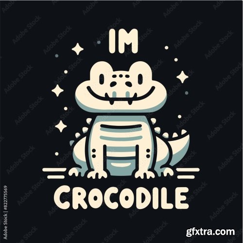 Crocodile With A Simple T-Shirt Design 25xAI