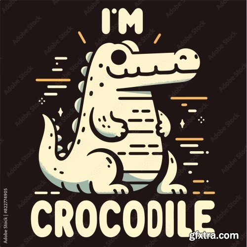 Crocodile With A Simple T-Shirt Design 25xAI