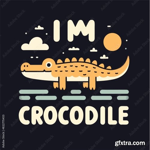 Crocodile With A Simple T-Shirt Design 25xAI