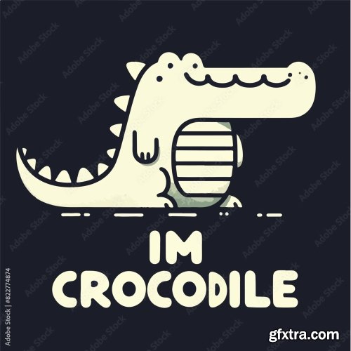 Crocodile With A Simple T-Shirt Design 25xAI