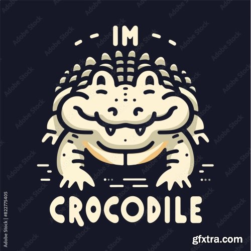 Crocodile With A Simple T-Shirt Design 25xAI