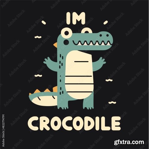 Crocodile With A Simple T-Shirt Design 25xAI