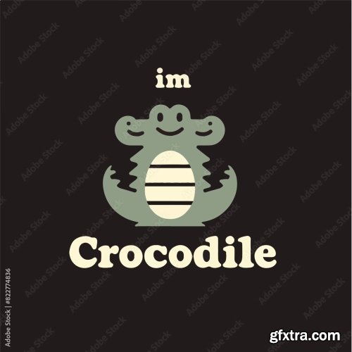 Crocodile With A Simple T-Shirt Design 25xAI