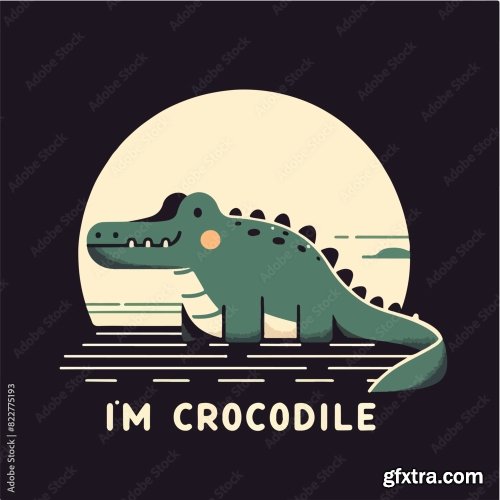 Crocodile With A Simple T-Shirt Design 25xAI