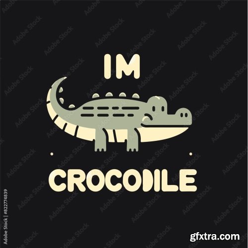 Crocodile With A Simple T-Shirt Design 25xAI